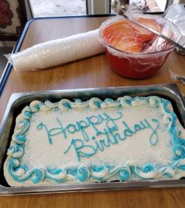 January Birthday Cake and Winter Visits From Our Animal Friends